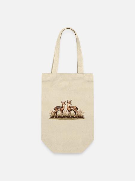 Rehe auf Wiese - Geschenkbeutel für Flaschen - Natur