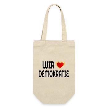 WIR LIEBEN DEMOKRATIE - Geschenkbeutel für Flaschen - Natur - Vorne