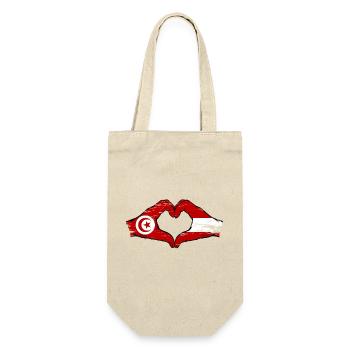 Tunisia Austria Flag Hands Heart Shape Used - Gift Bag for Bottles - nature - Front