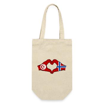 Tunisie Norvège Drapeau Mains Coeur Forme - Sac à bouteille - nature - Devant