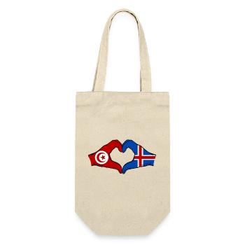 Tunisie Islande Drapeau Mains Coeur Forme - Sac à bouteille - nature - Devant