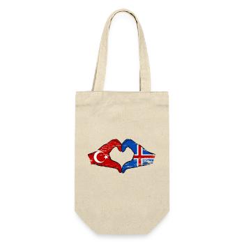 Turkey Iceland Flag Hands Heart Shape Used - Gift Bag for Bottles - nature - Front