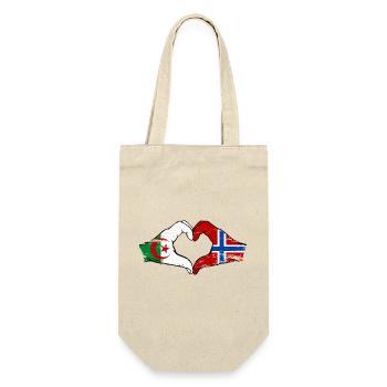 Algeria Norway Flag Hands Heart Shape Used - Gift Bag for Bottles - nature - Front