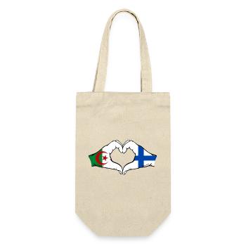 Algérie Finlande Drapeau Mains Coeur Forme - Sac à bouteille - nature - Devant