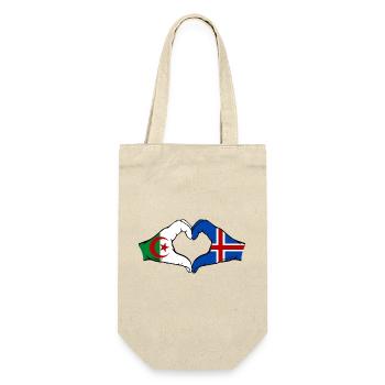 Algérie Islande Drapeau Mains Coeur Forme - Sac à bouteille - nature - Devant