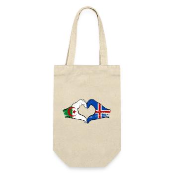 Algeria Iceland Flag Hands Heart Shape Used - Gift Bag for Bottles - nature - Front