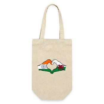 Indien Wales Flagge Hände Herzform - Geschenkbeutel für Flaschen - Natur - Vorne