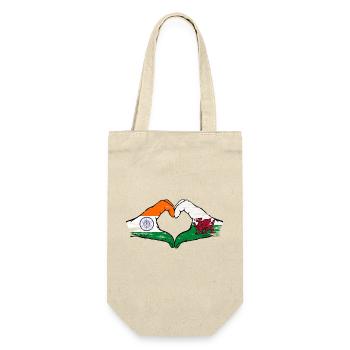 Drapeau de l’Inde Pays de Galles mains forme de coeur utilisé - Sac à bouteille - nature - Devant