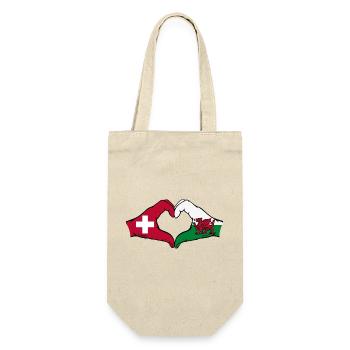 Switzerland Wales Flag Hands Heart Shape - Gift Bag for Bottles - nature - Front