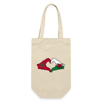 Morocco Wales Flag Hands Heart Shape - Gift Bag for Bottles - nature - Front