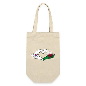 Südkorea Wales Flagge Hände Herzform used - Geschenkbeutel für Flaschen - Natur - Vorne