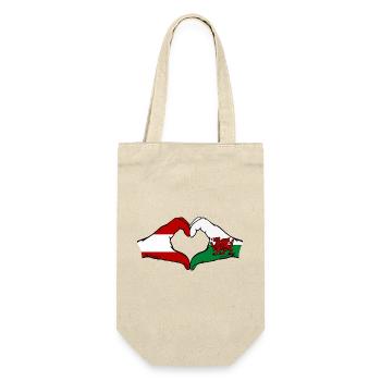 Austria Wales Flag Hands Heart Shape - Gift Bag for Bottles - nature - Front