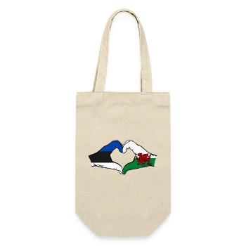 Estonia Wales Flag Hands Heart Shape - Gift Bag for Bottles - nature - Front