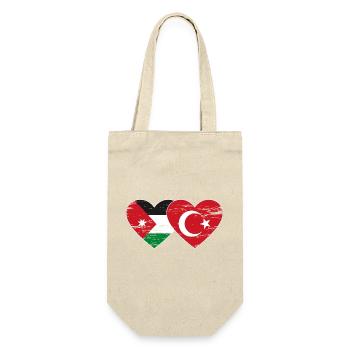Jordanien Türkei Flagge Herz used - Geschenkbeutel für Flaschen - Natur - Vorne