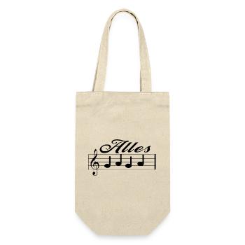 Alles Gaga - Lustige Noten Musiknoten Motiv - Geschenkbeutel für Flaschen - Natur - Vorne