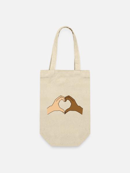 Motif de main cœur coloré - personnalisable - Sac à bouteille - nature