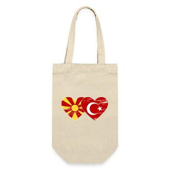 Macedonia Turkey Flag Heart used - Gift Bag for Bottles - nature - Front