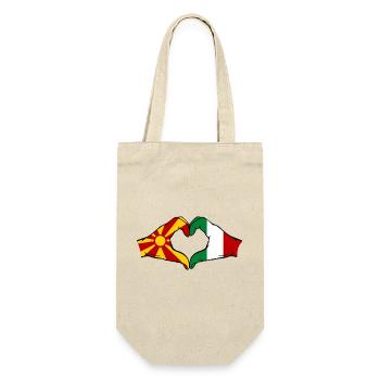 Monténégro Italie Drapeau Mains Forme Coeur - Sac à bouteille - nature - Devant