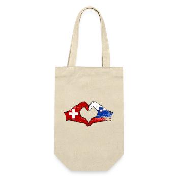Suisse Slovénie drapeau mains forme de coeur utilisé - Sac à bouteille - nature - Devant
