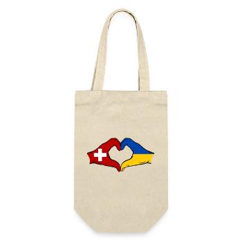 Switzerland Ukraine Flag Hands Heart Shape - Gift Bag for Bottles - nature - Front