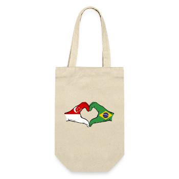Singapour Brésil Drapeau Mains Coeur Forme - Sac à bouteille - nature - Devant