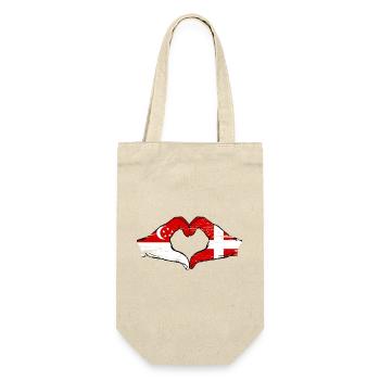 Singapour Danemark drapeau mains forme de coeur utilisé - Sac à bouteille - nature - Devant