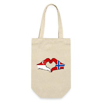 Singapore Norway Flag Hands Heart Shape - Gift Bag for Bottles - nature - Front