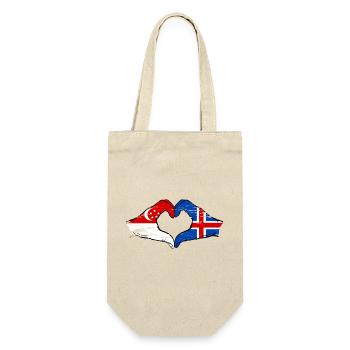 Singapore Iceland flag hands heart shape used - Gift Bag for Bottles - nature - Front