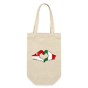 Singapore Italy Flag Hands Heart Shape Used - Gift Bag for Bottles - nature - Front