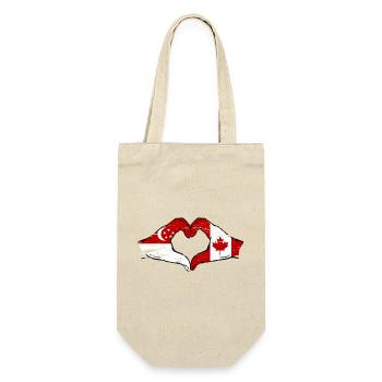 Singapour Canada Drapeau Mains Forme Coeur - Sac à bouteille - nature - Devant