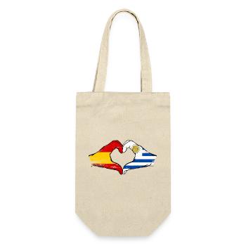 Espagne Uruguay drapeau mains coeur utilisé - Sac à bouteille - nature - Devant