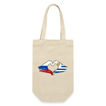 Russie Uruguay Drapeau Mains Coeur Forme Utilisé - Sac à bouteille - nature - Devant