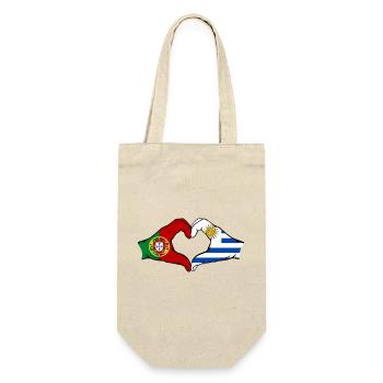 Portugal Uruguay Flag Hands Heart Shape - Gift Bag for Bottles - nature - Front