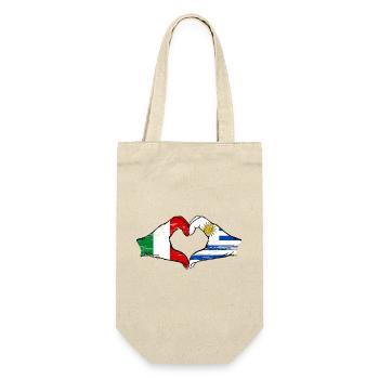 Italie Uruguay drapeau mains forme coeur utilisé - Sac à bouteille - nature - Devant