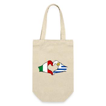 Italy Uruguay Flag Hands Heart Shape - Gift Bag for Bottles - nature - Front