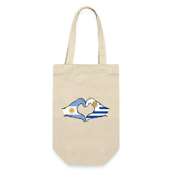Argentina Uruguay Flag Hands Heart Shape - Gift Bag for Bottles - nature - Front
