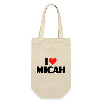 I love Micah Red Heart Love Fan Gift - Gift Bag for Bottles - nature - Front