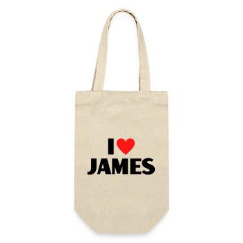 I love James Rotes Herz Liebe Fan Geschenk - Geschenkbeutel für Flaschen - Natur - Vorne