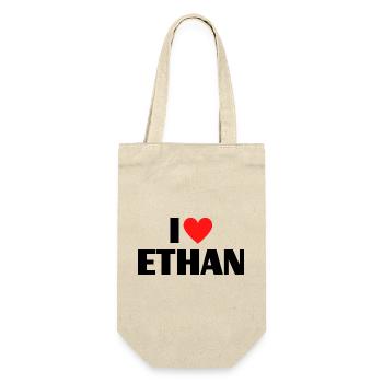 I love Ethan Rotes Herz Liebe Fan Geschenk - Geschenkbeutel für Flaschen - Natur - Vorne