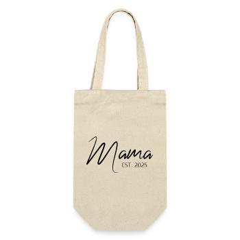 Mama Seit 2025 Jahrgang Mutter Elegant - Geschenkbeutel für Flaschen - Natur - Vorne