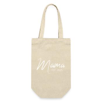 Mama Seit 2025 Jahrgang Mutter Elegant - Geschenkbeutel für Flaschen - Natur - Vorne
