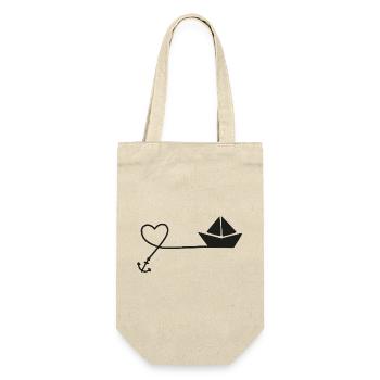 Paper Boat Sketch – Sailboat with Anchor and String - Gift Bag for Bottles - nature - Front