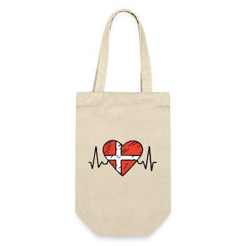 Danemark Heartbeat Line Drapeau danois Love Design - Sac à bouteille - nature - Devant
