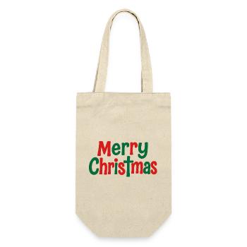 Merry Christmas Schriftzug bunt - Geschenkbeutel für Flaschen - Natur - Vorne