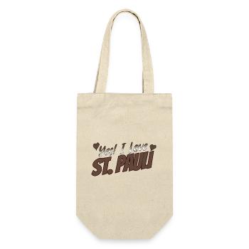 Yes I Love St. Pauli Shirt - Geschenkbeutel für Flaschen - Natur - Vorne