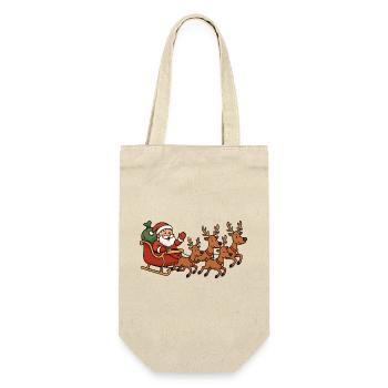Christmas sleigh with reindeer - Gift Bag for Bottles - nature - Front