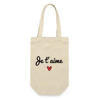 JE T'AIME. SAINT VALENTIN. COEUR. JE T'AIME - Sac à bouteille - nature - Devant