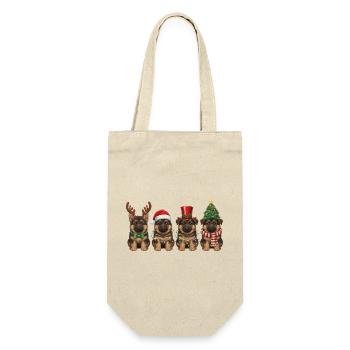 Getigerte Katze Vintage Weihnachtsbeleuchtung - Geschenkbeutel für Flaschen - Natur - Vorne