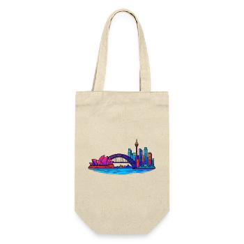 Skyline Sydney - Geschenkbeutel für Flaschen - Natur - Vorne