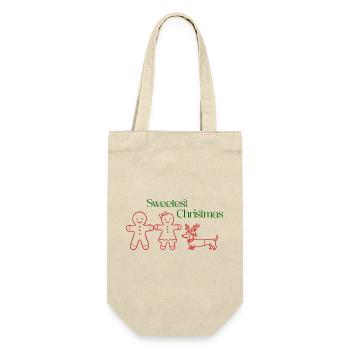 Noël – Couple en pain d’épices & teckel (rouge) - Sac à bouteille - nature - Devant